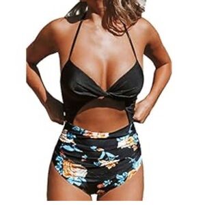 Black Floral Women's Swimwear